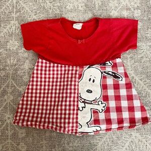 Vintage Toddler/Kids Peanuts Snoopy Red Checkered Gingham Top Sz 4